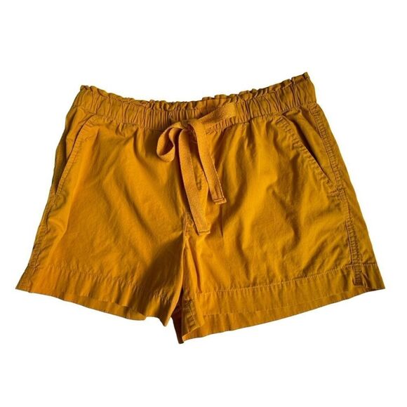 LOFT Paperbag Shorts 100% Cotton Gold Yellow High Waist Pockets SZ M - Picture 1 of 12